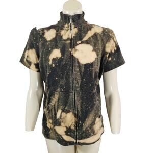 Liz Claiborne Jacket Top Custom frosted Reverse Tie-Dye Short sleeve Sz Medium